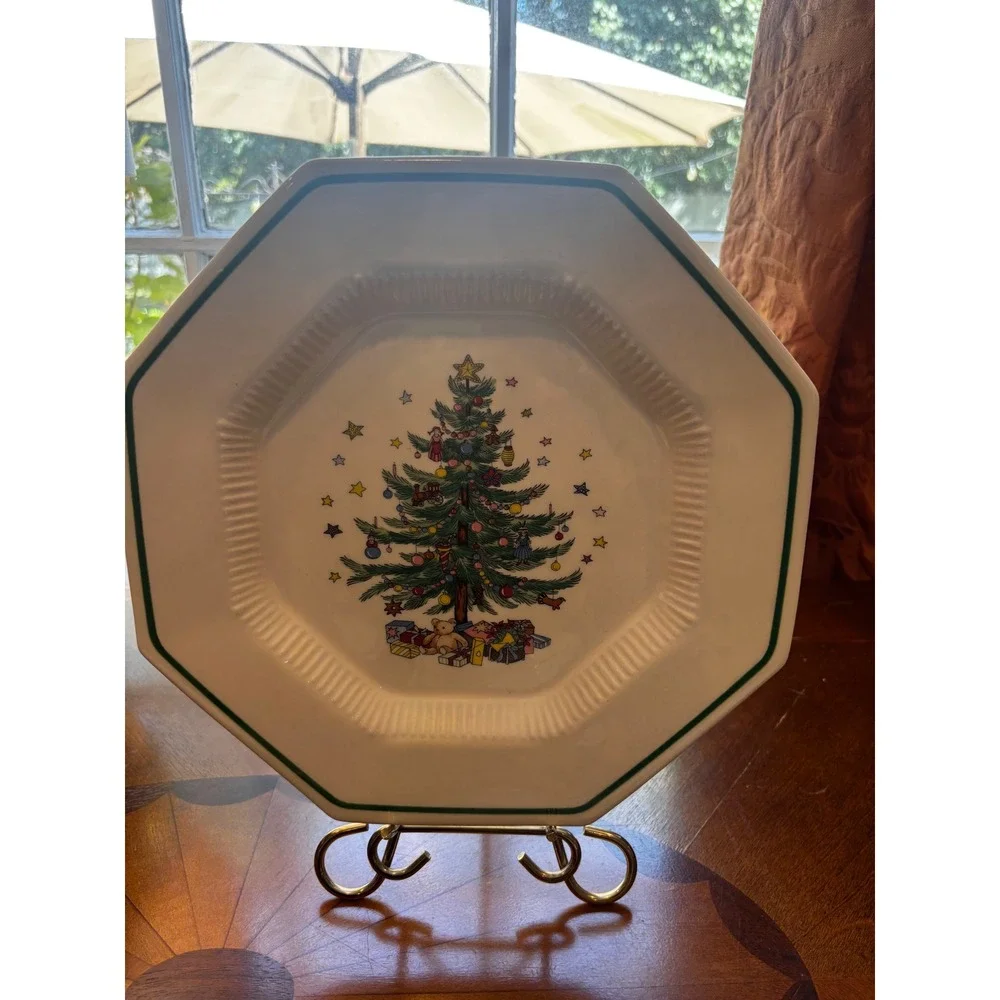 Nikko Christmastime Octagonal Dinner Plates Set of 3 Christmas Tree Japan